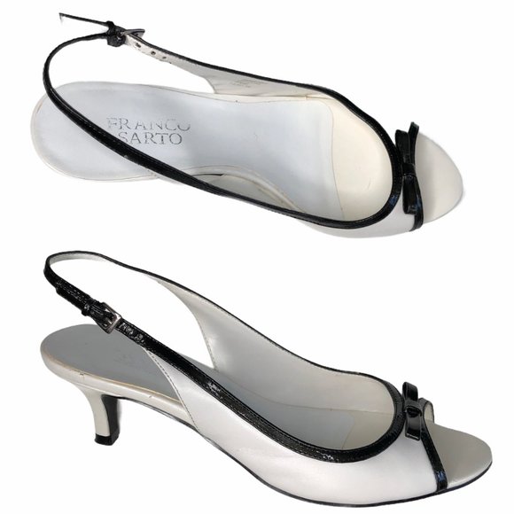 Franco Sarto Shoes - Franco Sarto Slinky White Slingback Heels with Bow
